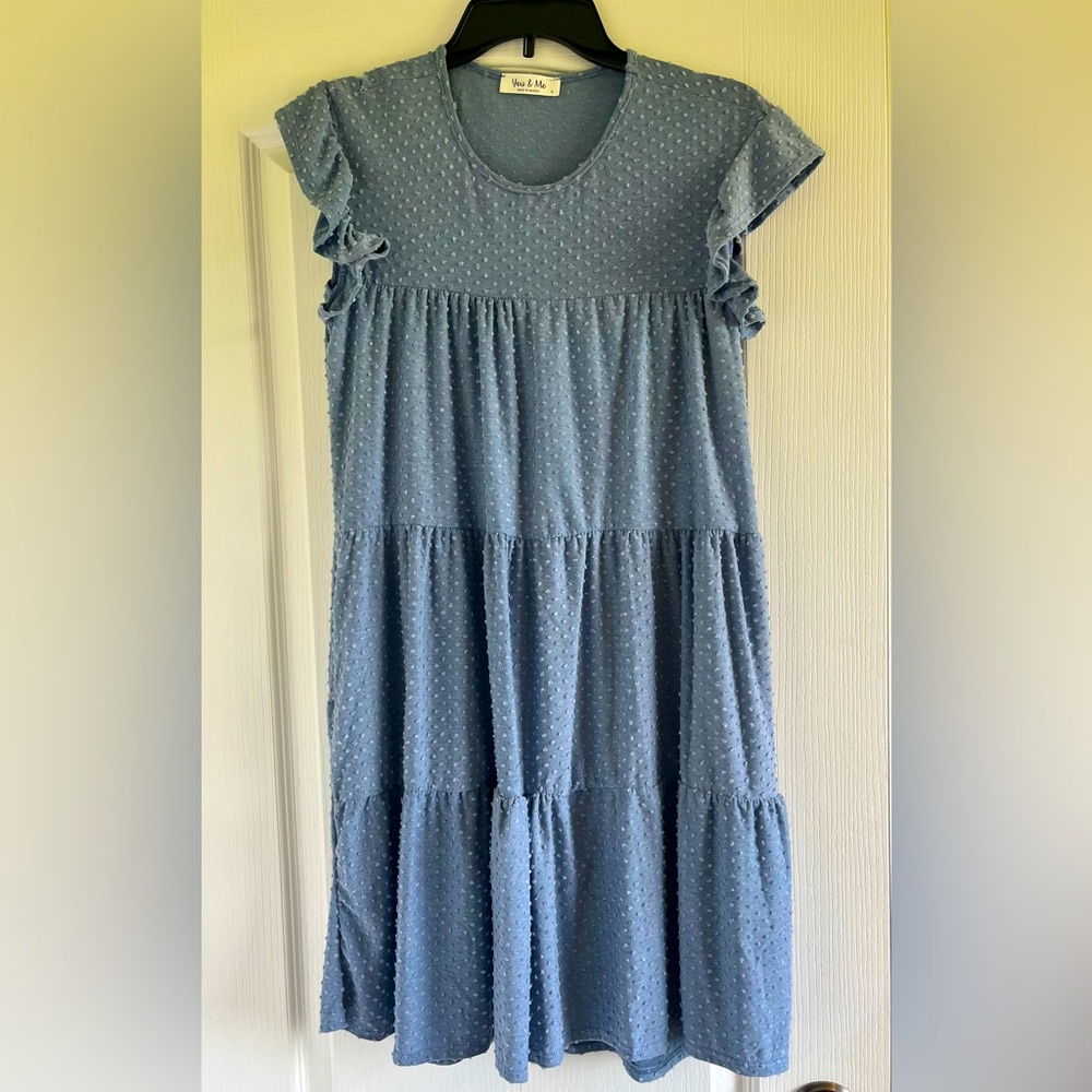 You and Me Blue Tiered Dress